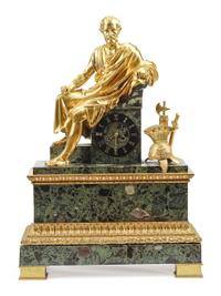 A Large Empire Style Gilt-Bronze and Variegated Marble Clock