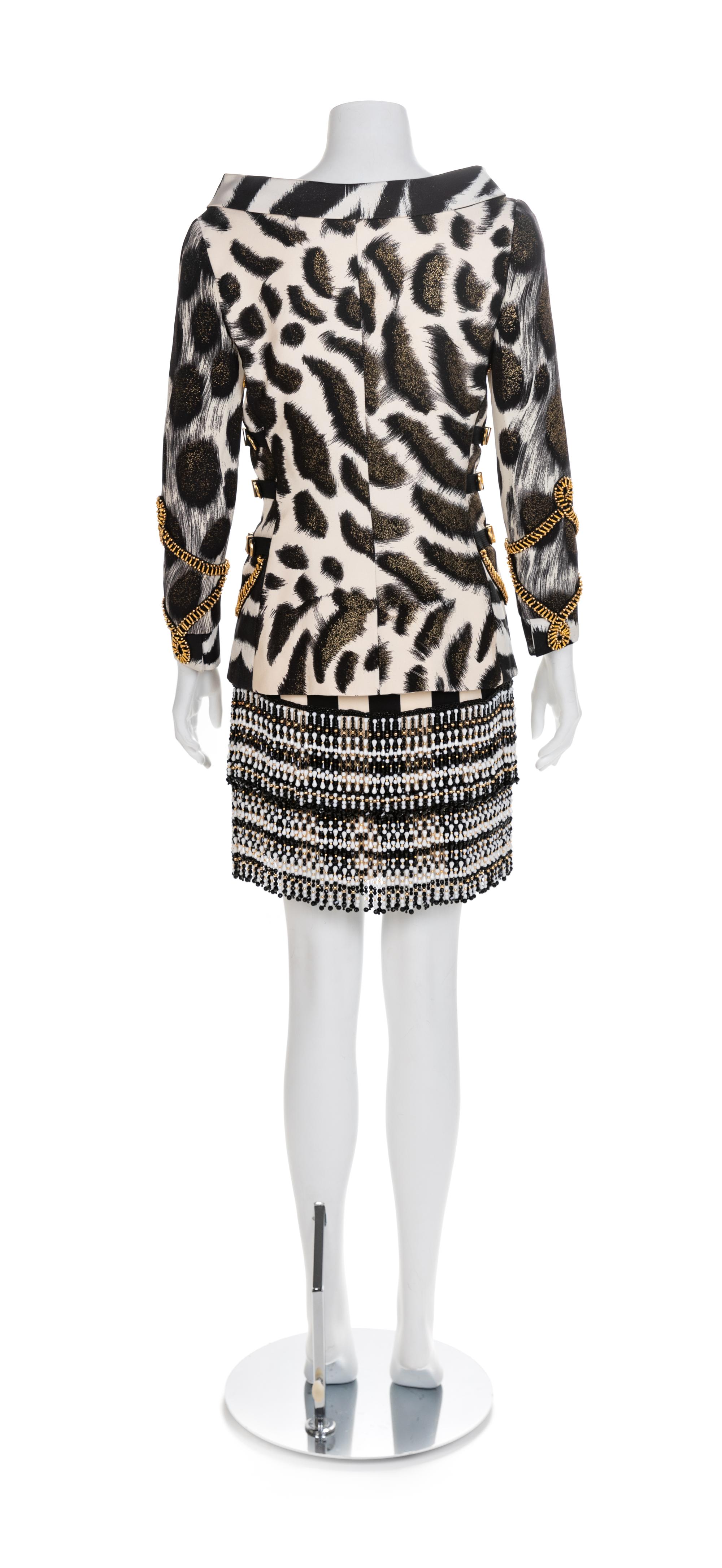 Atelier Versace Embroidered Jacket and Skirt, 1990s No size label