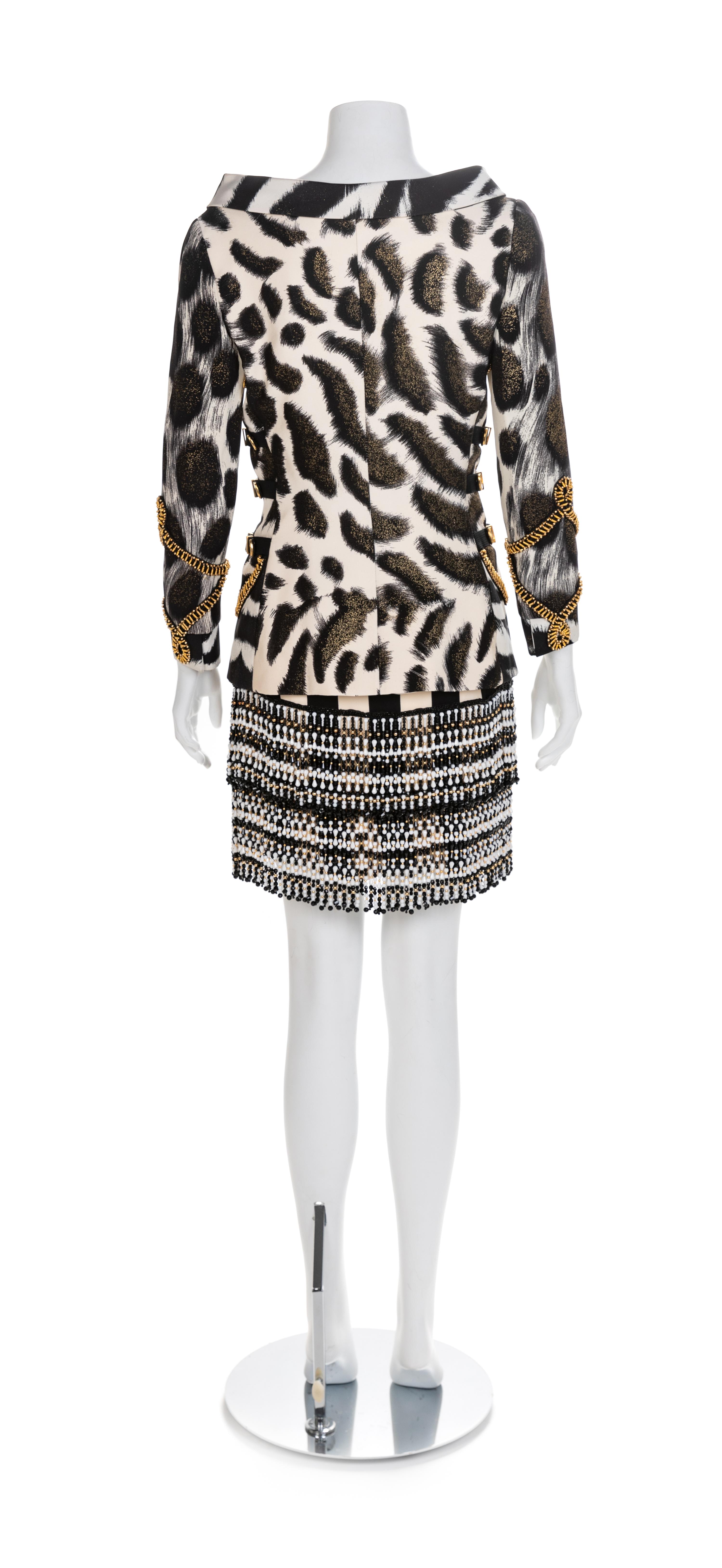 Atelier Versace Embroidered Jacket and Skirt, 1990s No size label