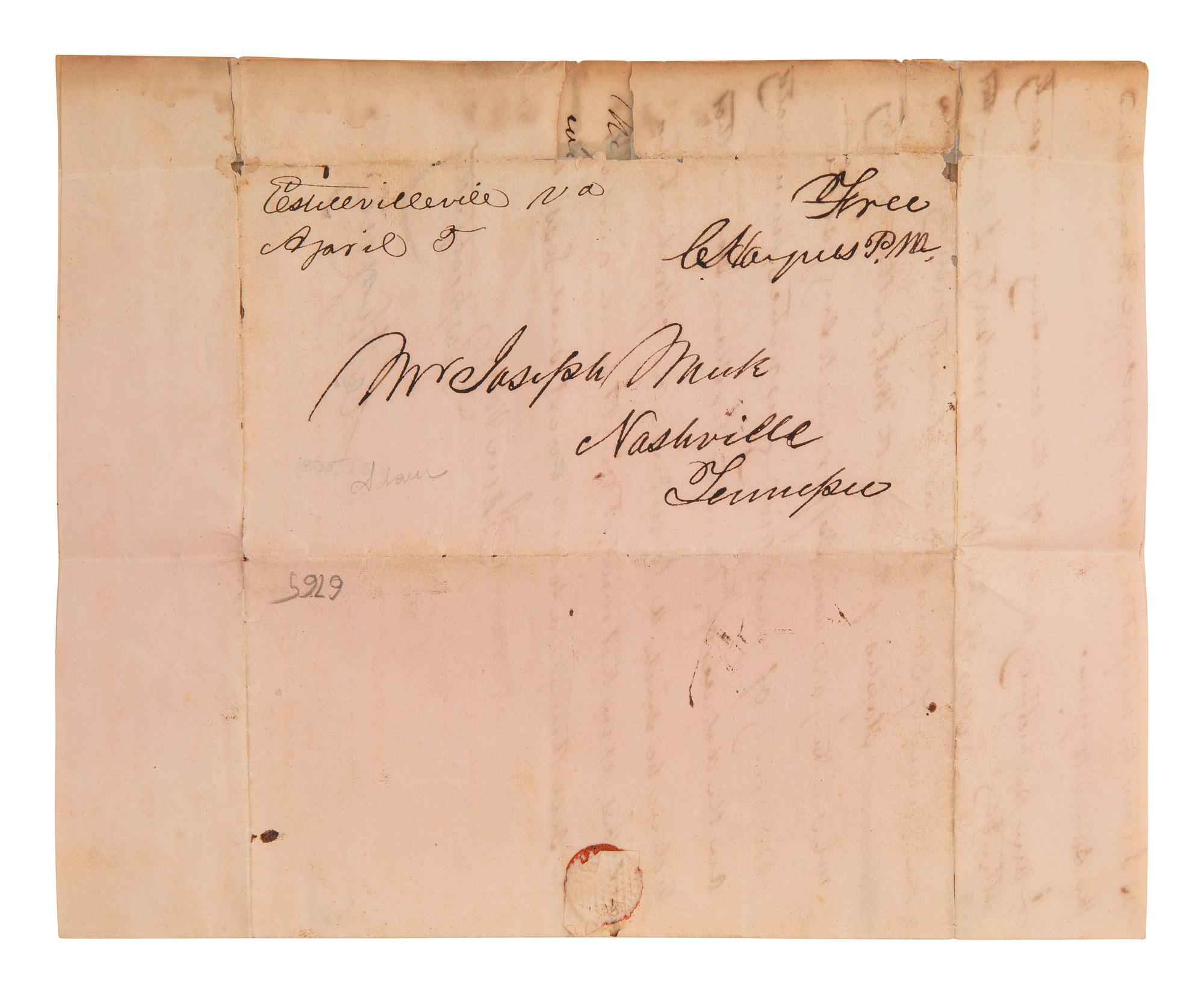 [ENSLAVEMENT]. 2 letters to slave trader Joseph Meek regarding the current market. Virginia, 1835.