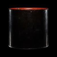 A Chinese Black and Red Lacquered Brushpot, Bitong, Wanli Mark 萬曆丙午（1606）款黑漆素面筆筒