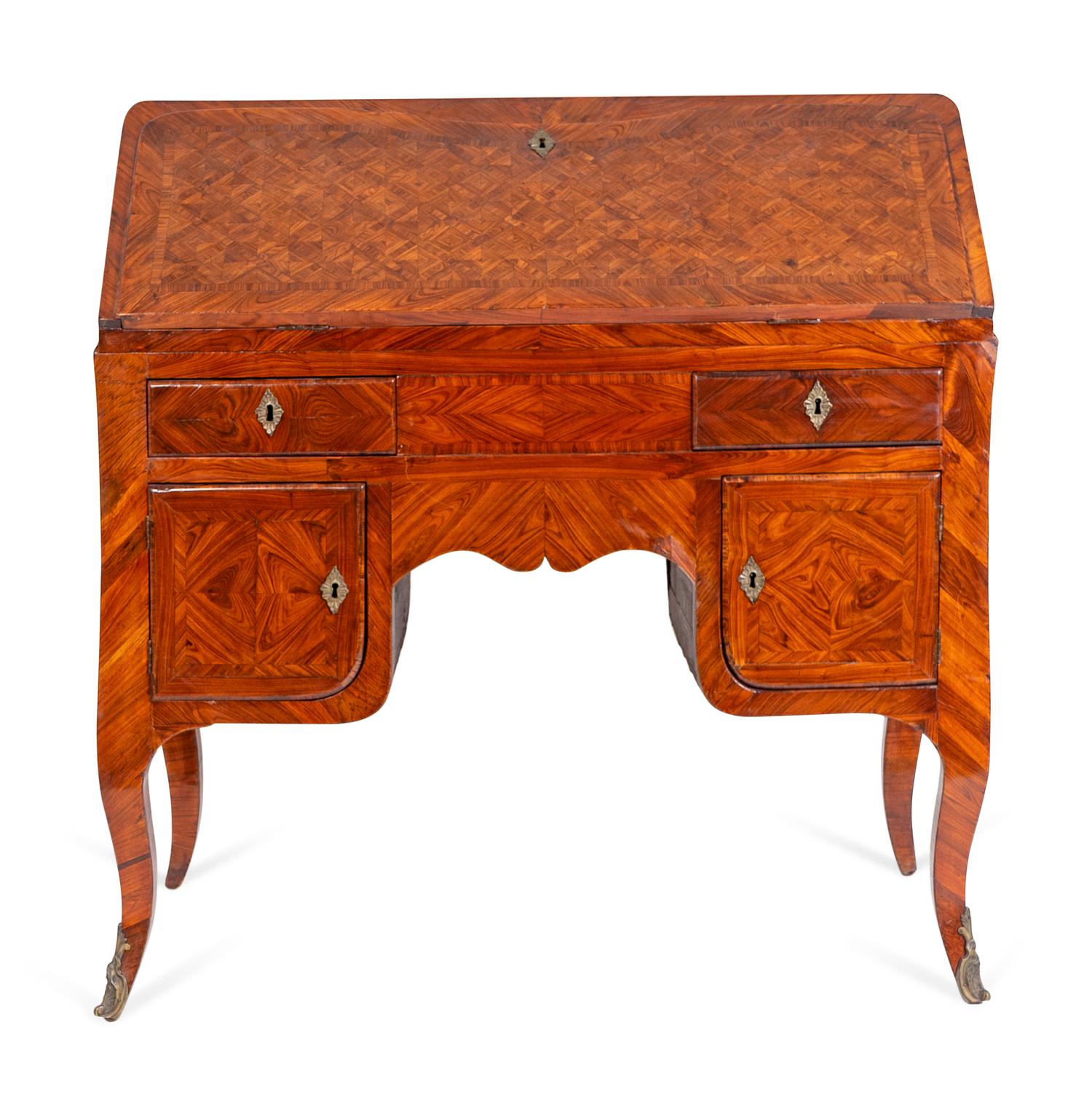 A Louis XV Parquetry Bureau en Pente