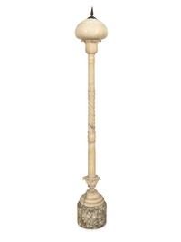 An Italian Carved Alabaster Floor Lamp with Domed Shade