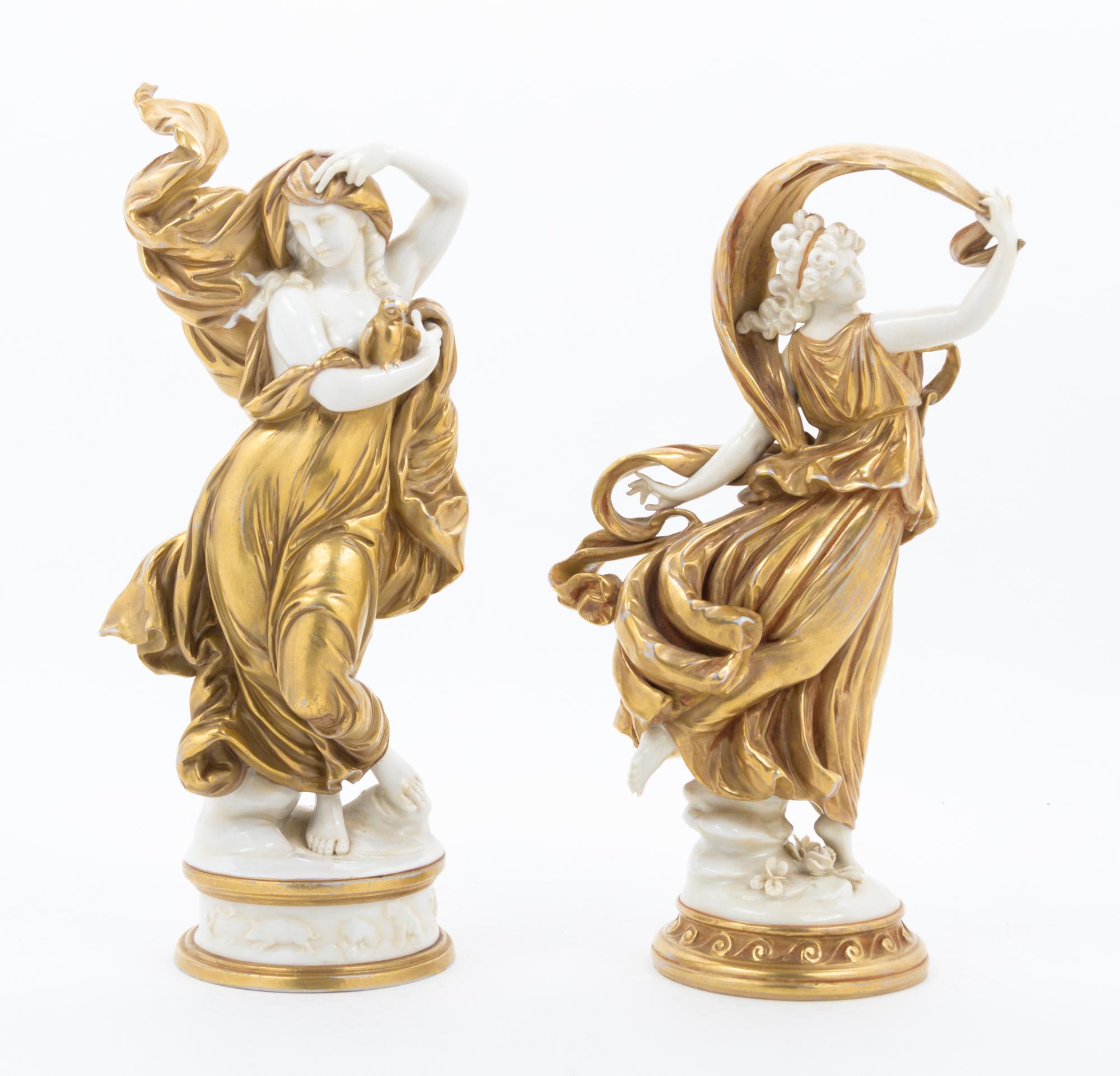 Two Capodimonte Porcelain Figures Height of taller 10 1/2 inches.