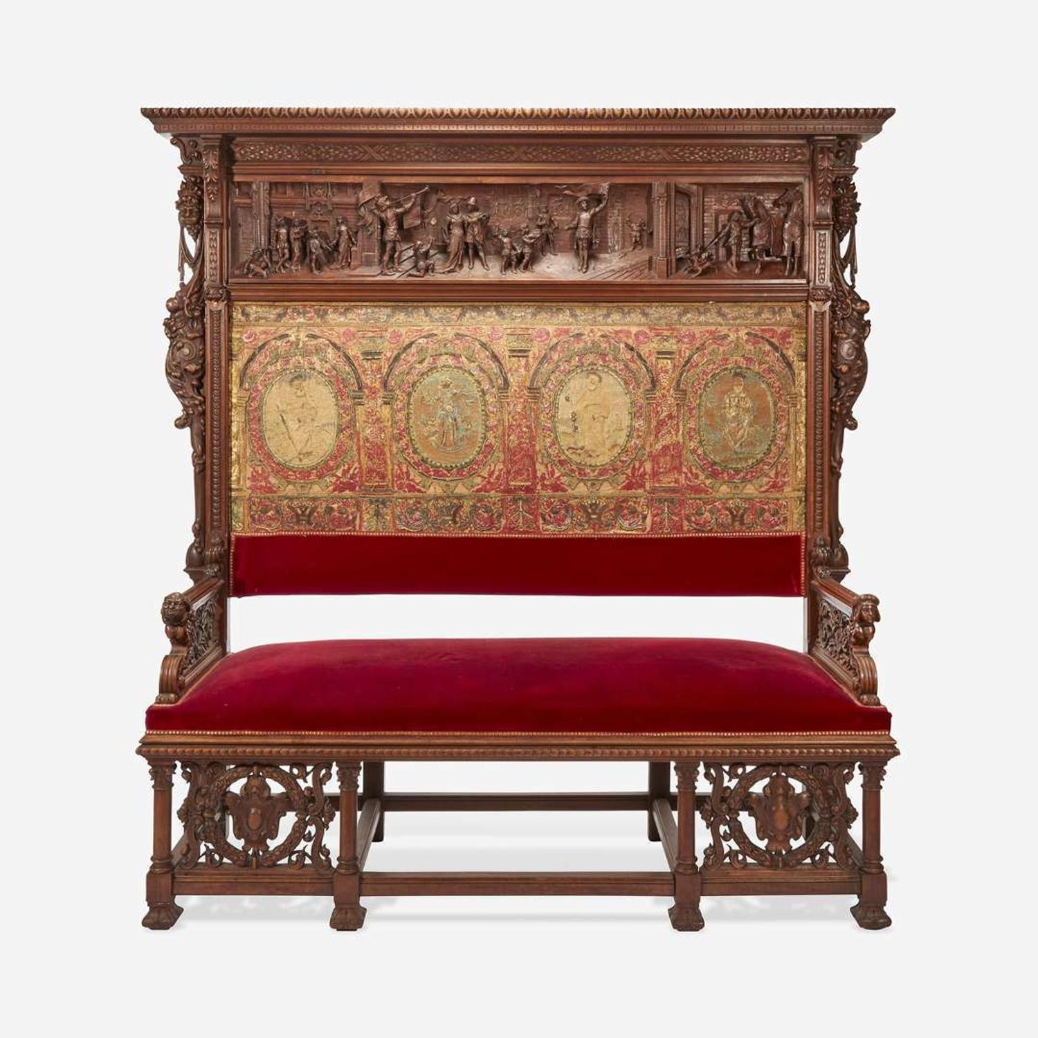 An Impressive German Tapestry Upholstered Carved Settee Late 19th century