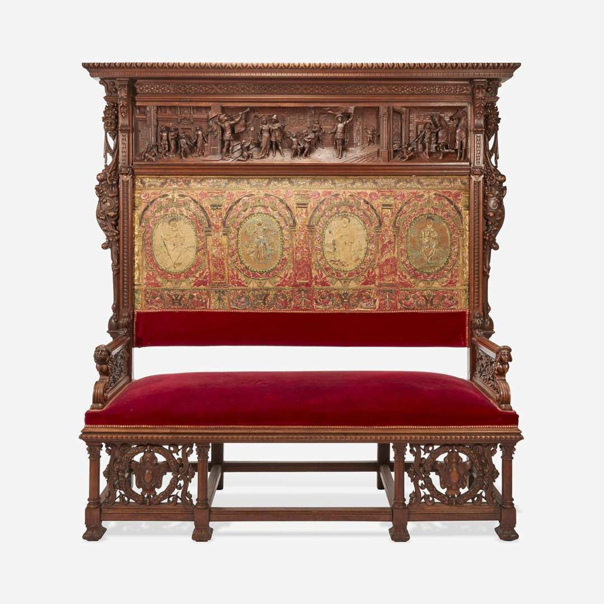 An Impressive German Tapestry Upholstered Carved Settee Late 19th century
