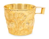 Three Greek Brass and Silver Vapheio Style Cups
