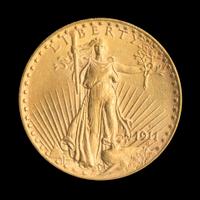 A United States 1911-S St. Gaudens $20 Gold Coin