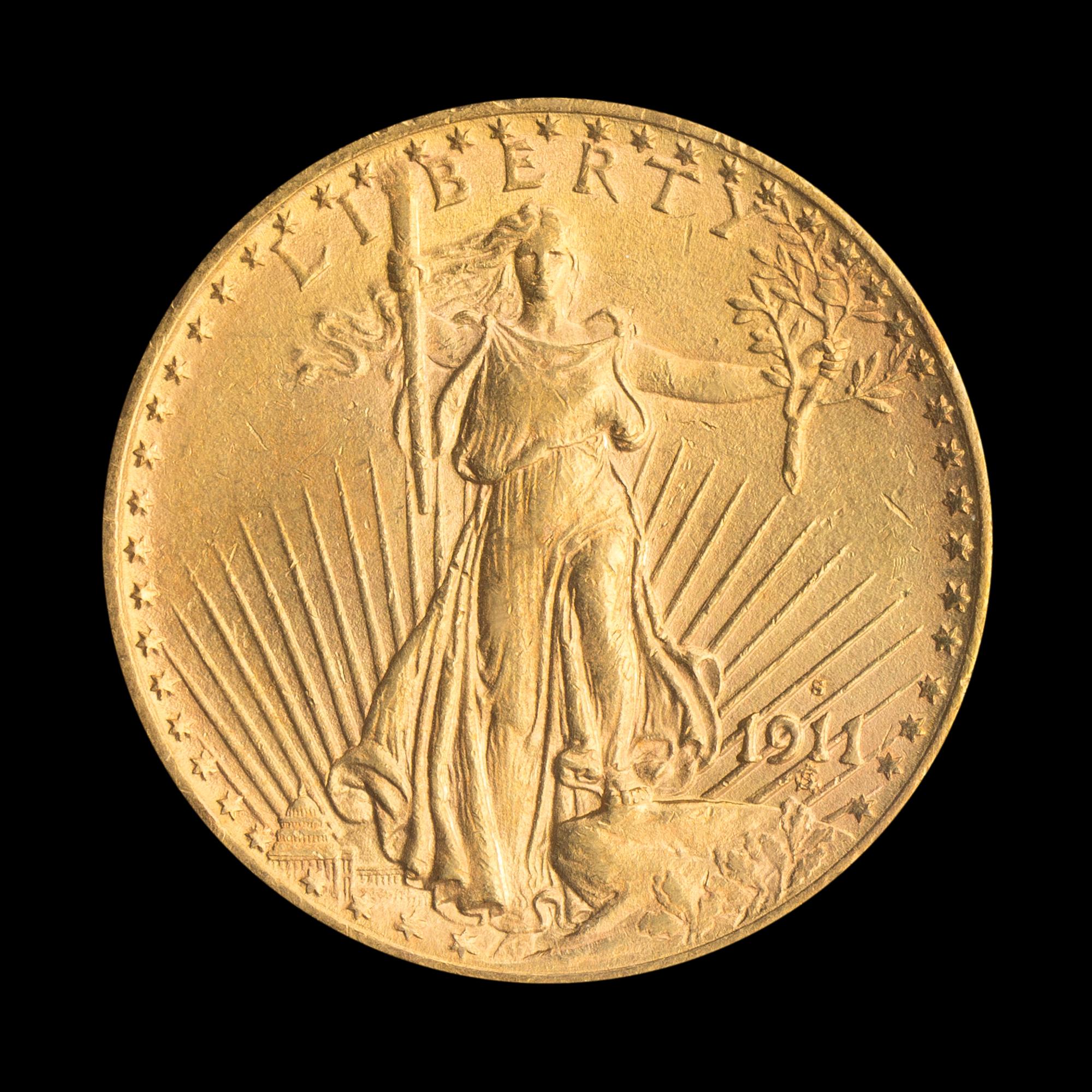 A United States 1911-S St. Gaudens $20 Gold Coin