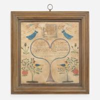 A Fraktur birth record for the Byers Family Signed, "John Gallatin," Franklin Township, York County, PA, dated "1832" Provenance Property of a New York collector.