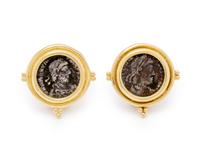 YELLOW GOLD AND ANCIENT COIN EARRINGS