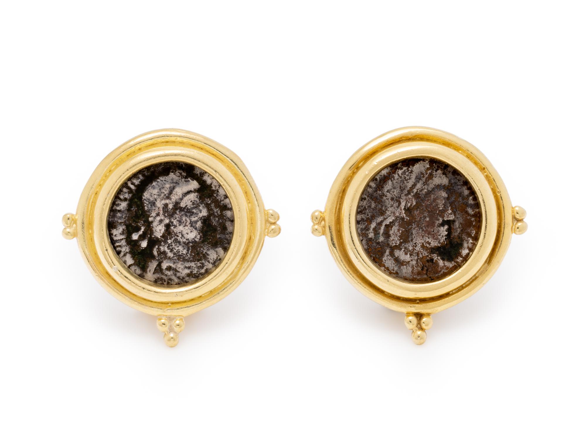 YELLOW GOLD AND ANCIENT COIN EARRINGS