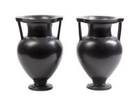 A Pair of Italian Black-Fired Urns Height 12 inches. — PAOLO GOLIA