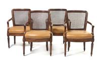A Set of Six Louis XVI Style Fauteuils, Height 36 1/4 inches.