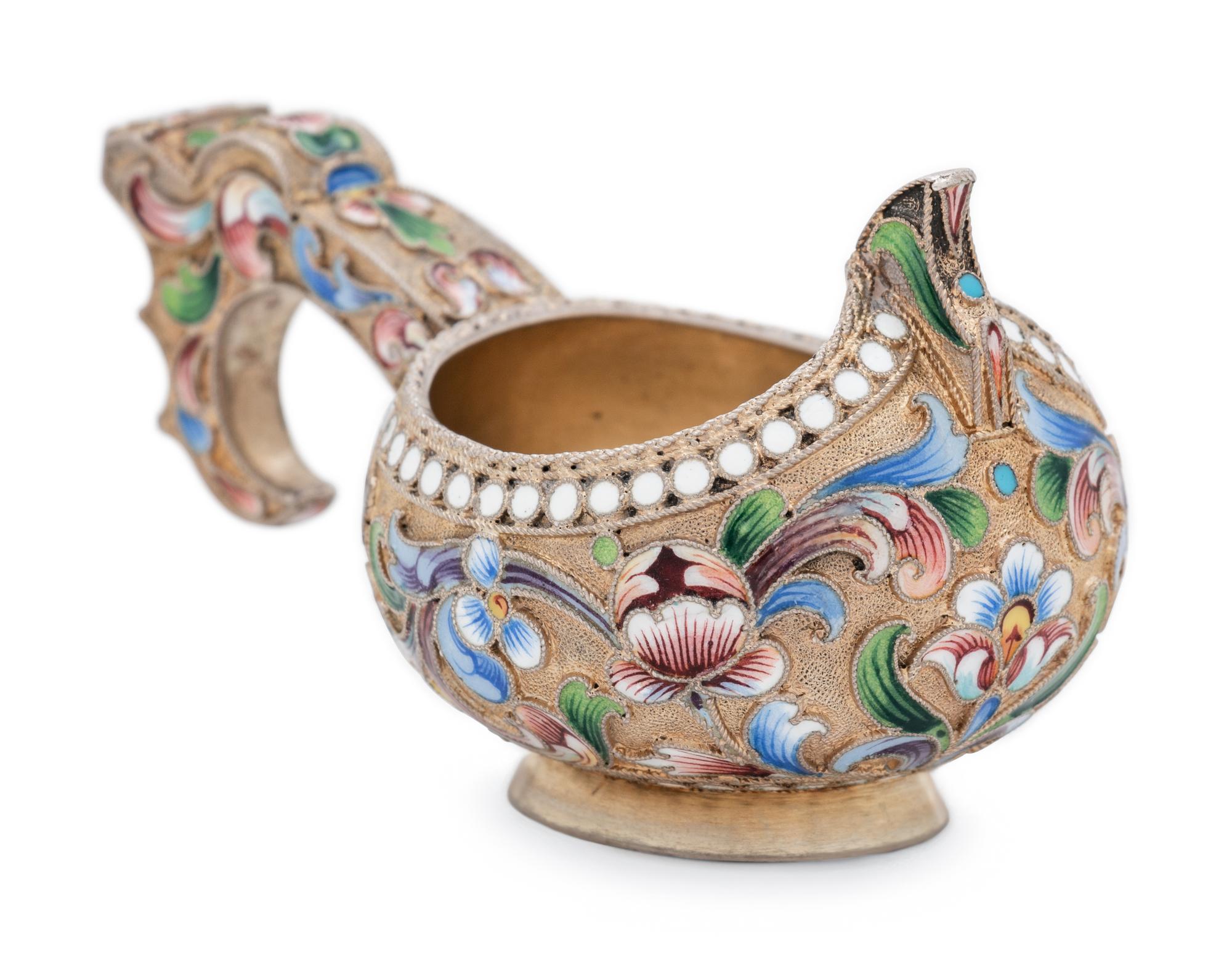 A Russian Silver-Gilt and Shaded Enamel Kovsh