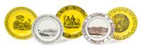 Five French Transfer Decorated Plates Diameter of first 9 3/4 inches.