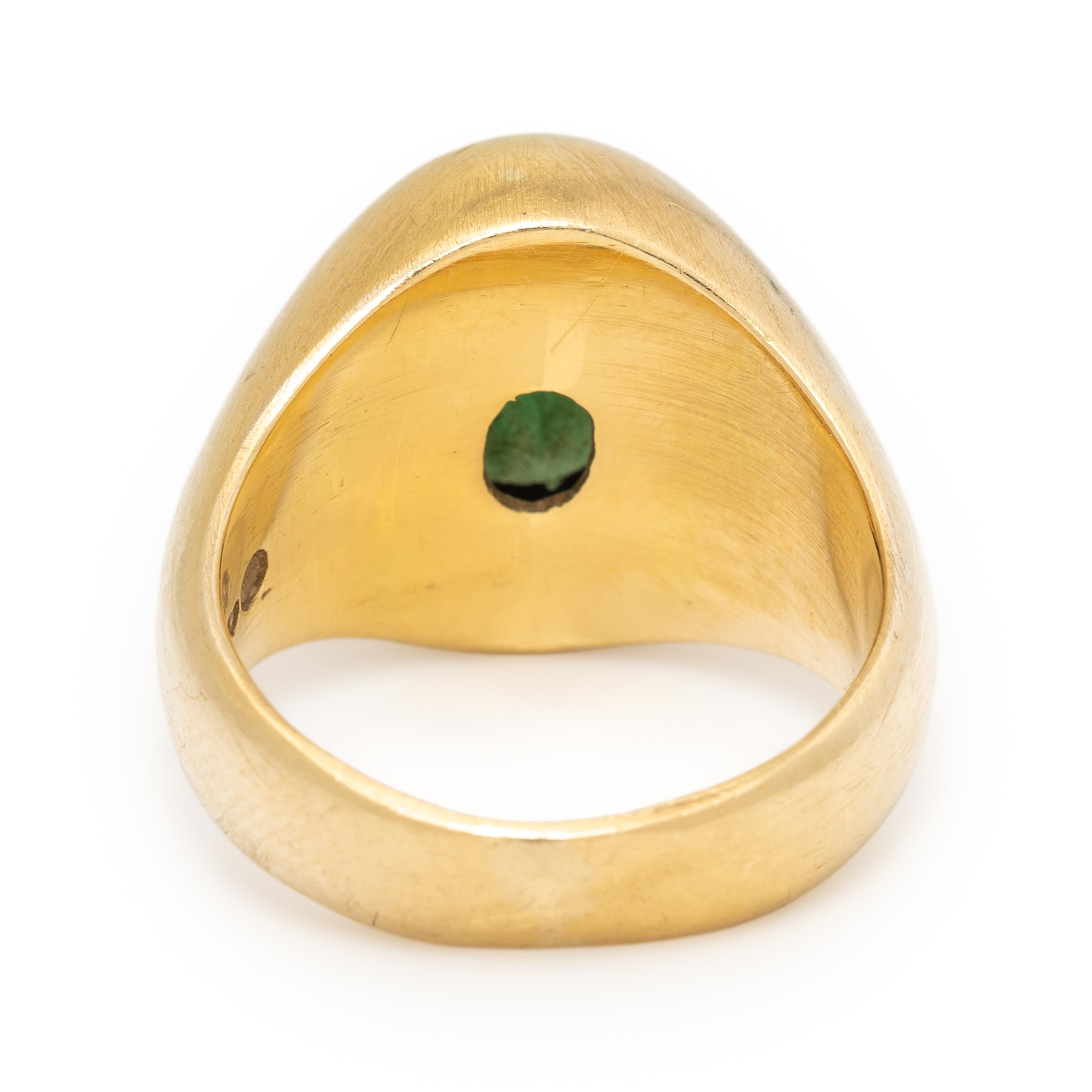 Jade, Diamond, and Yellow Gold Ring