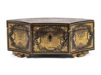 A Chinese Export Lacquer Tea Caddy