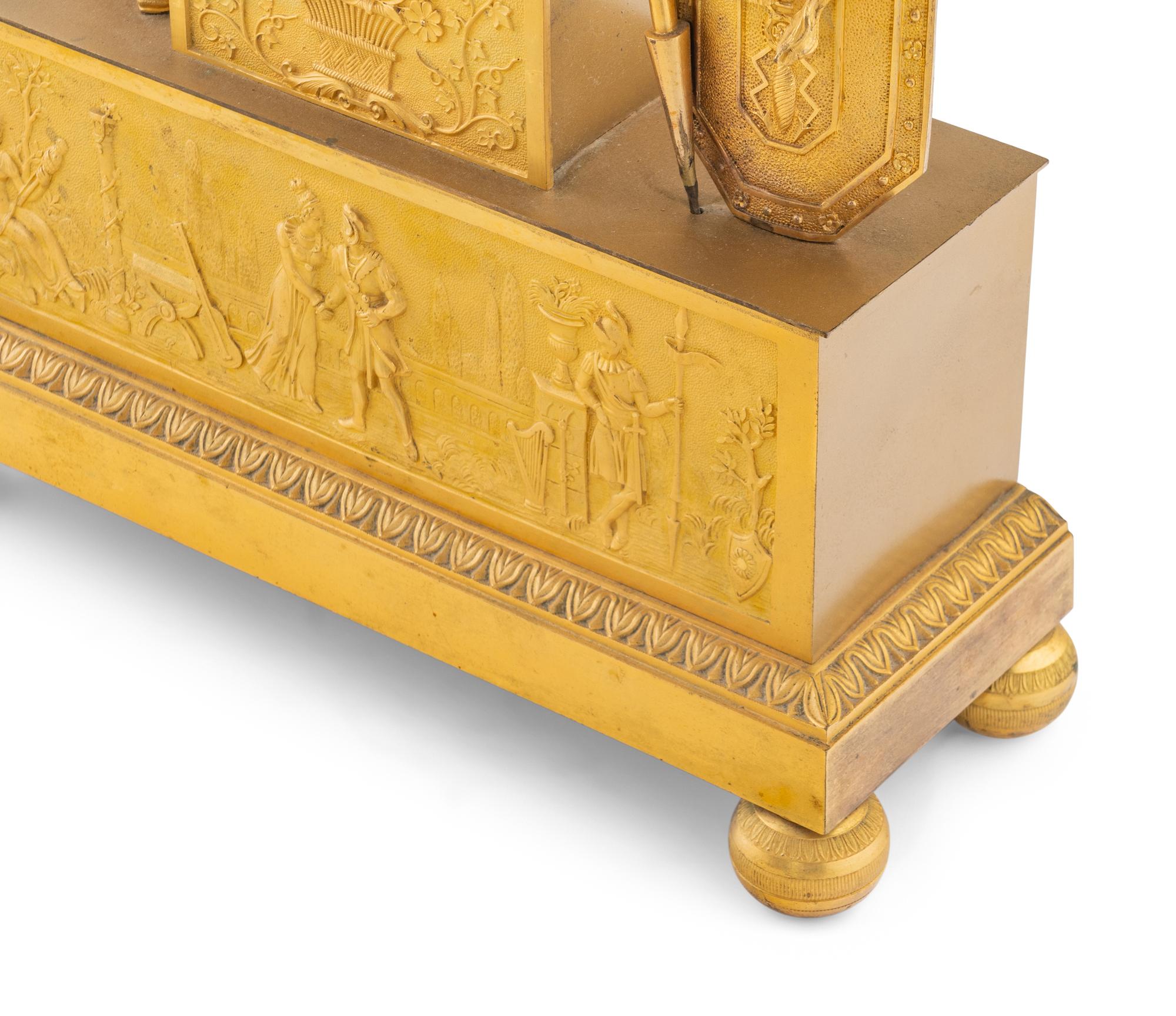 A Charles X Gilt Bronze Mantel Clock