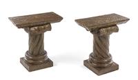 A Pair of Copper Clad Pedestals, likely Indian Width 18 inches. — 20TH CENTURY