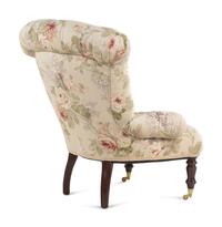 A Custom Button-Tufted Upholstered Armchair and Two Matching Cushions