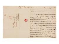 MORRIS, Gouverneur (1752-1816), signer of the Constitution and the Articles of the Confederation. Autograph letter signed ("Gouv Morris"), addressed in his hand, to Peter Steven Duponceau, French-American lawyer. Morrisiana, 20 June 1805.