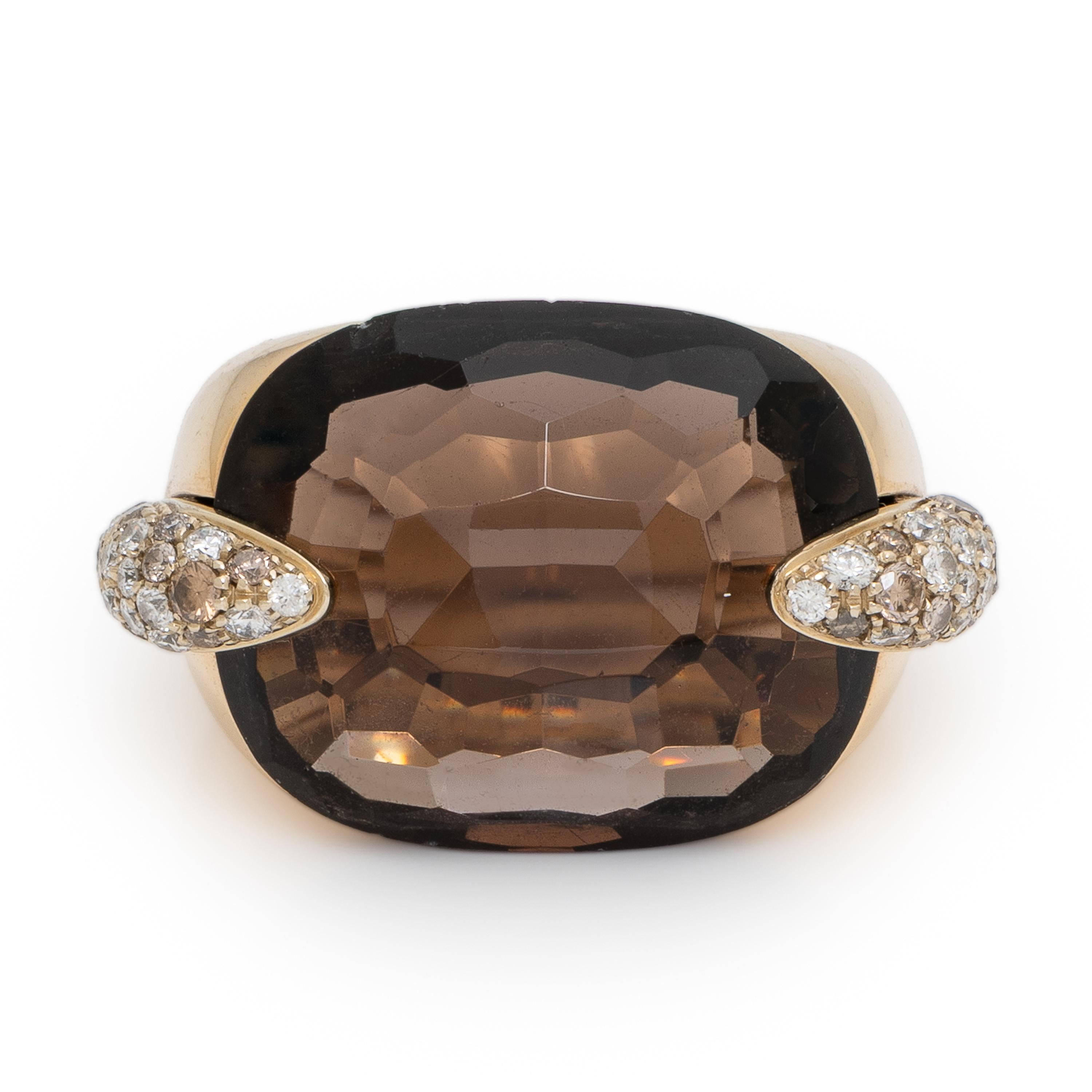 Pomellato, 'Pin Up', Smoky Quartz, Diamond, and Yellow Gold Ring