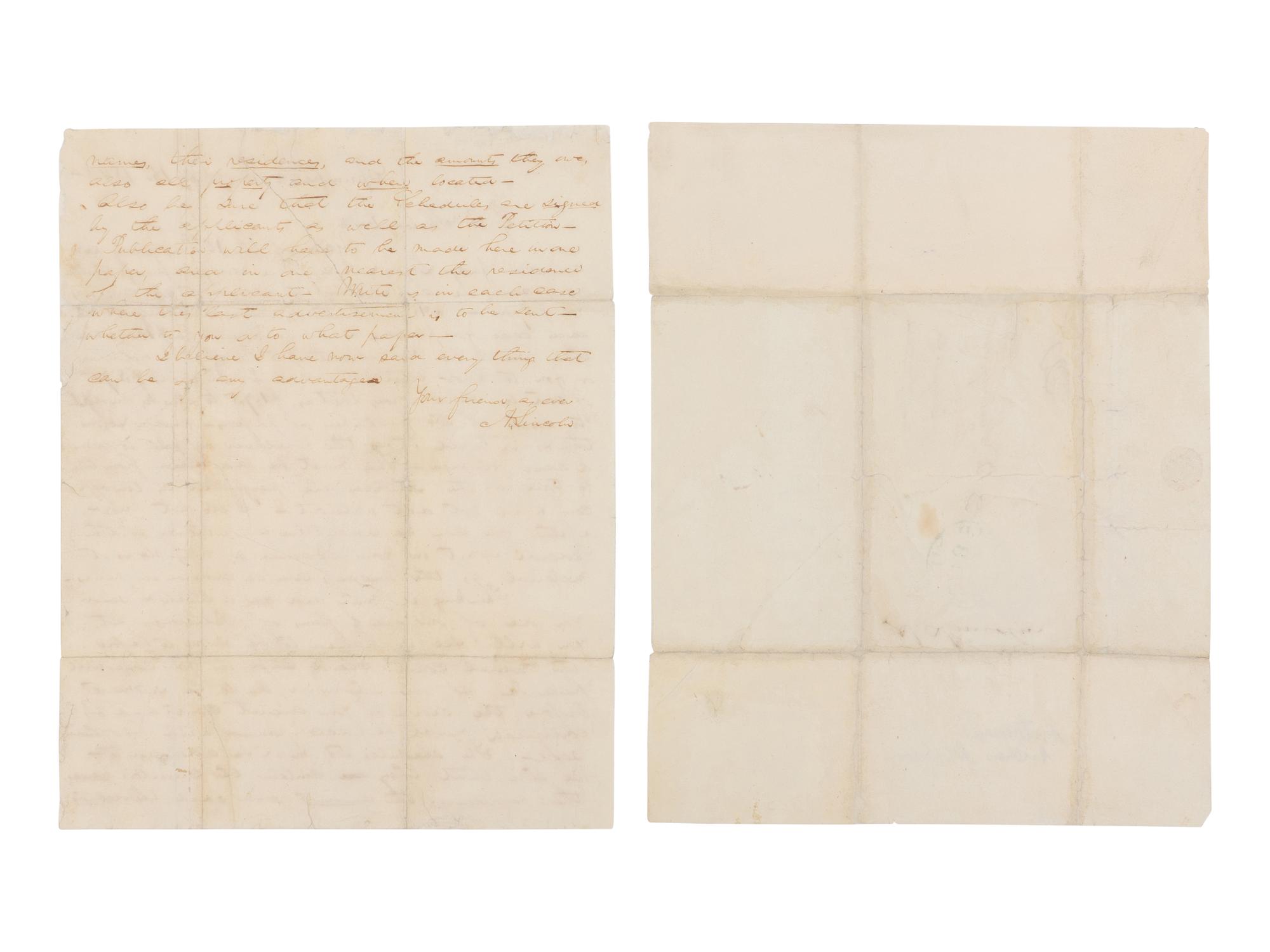 LINCOLN, Abraham (1809-1865). Autograph letter signed ("A. Lincoln") to Garland B. Shelody [sic Shelledy], Springfield, 16 February 1842.