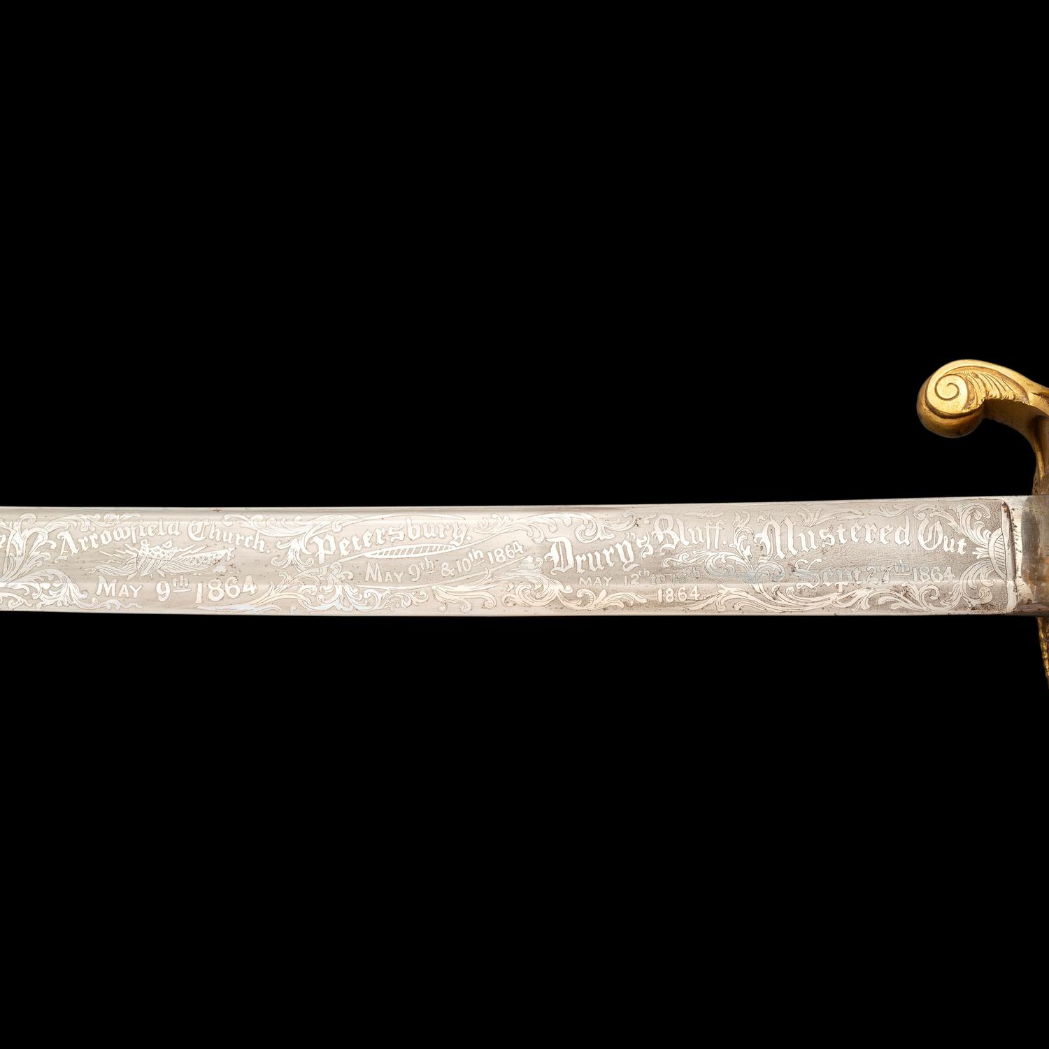 Exceptional Etched Blade Ames US Model 1850 Foot Officer Sword Presented to Colonel (General) Horace Lee & CDV - Published in Thillmann's Civil War Army Swords
