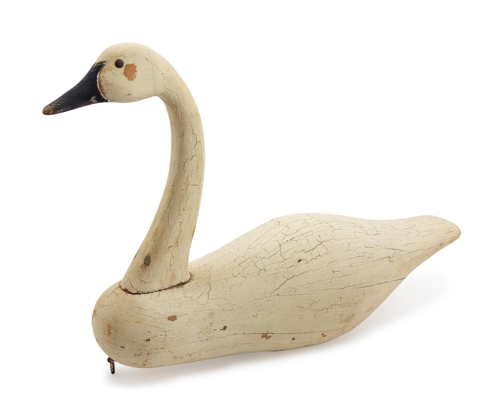 A Carved and Painted Swan Decoy