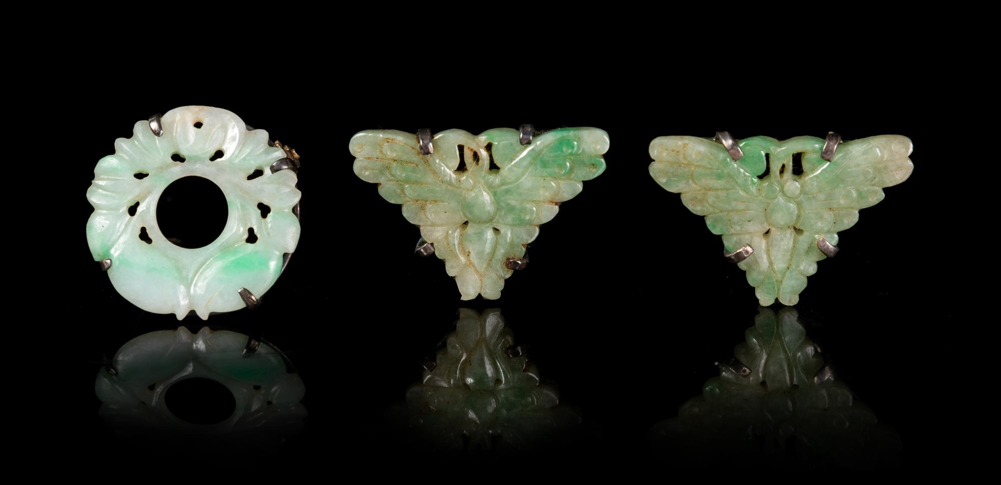 Three Chinese Jadeite Jewelry