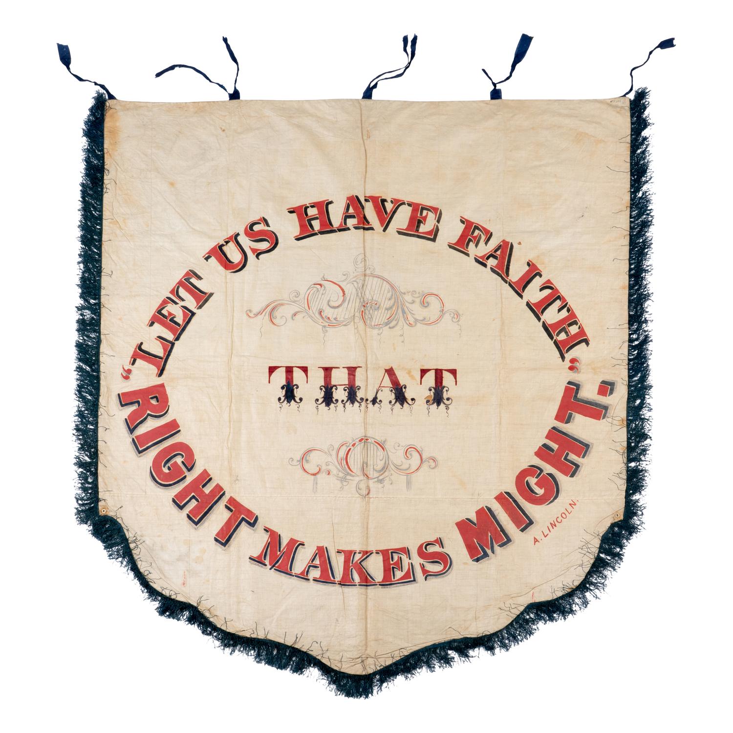 [LINCOLN-HAMLIN CAMPAIGN]. An important New Hampshire Wide Awakes banner, ca March 1860.