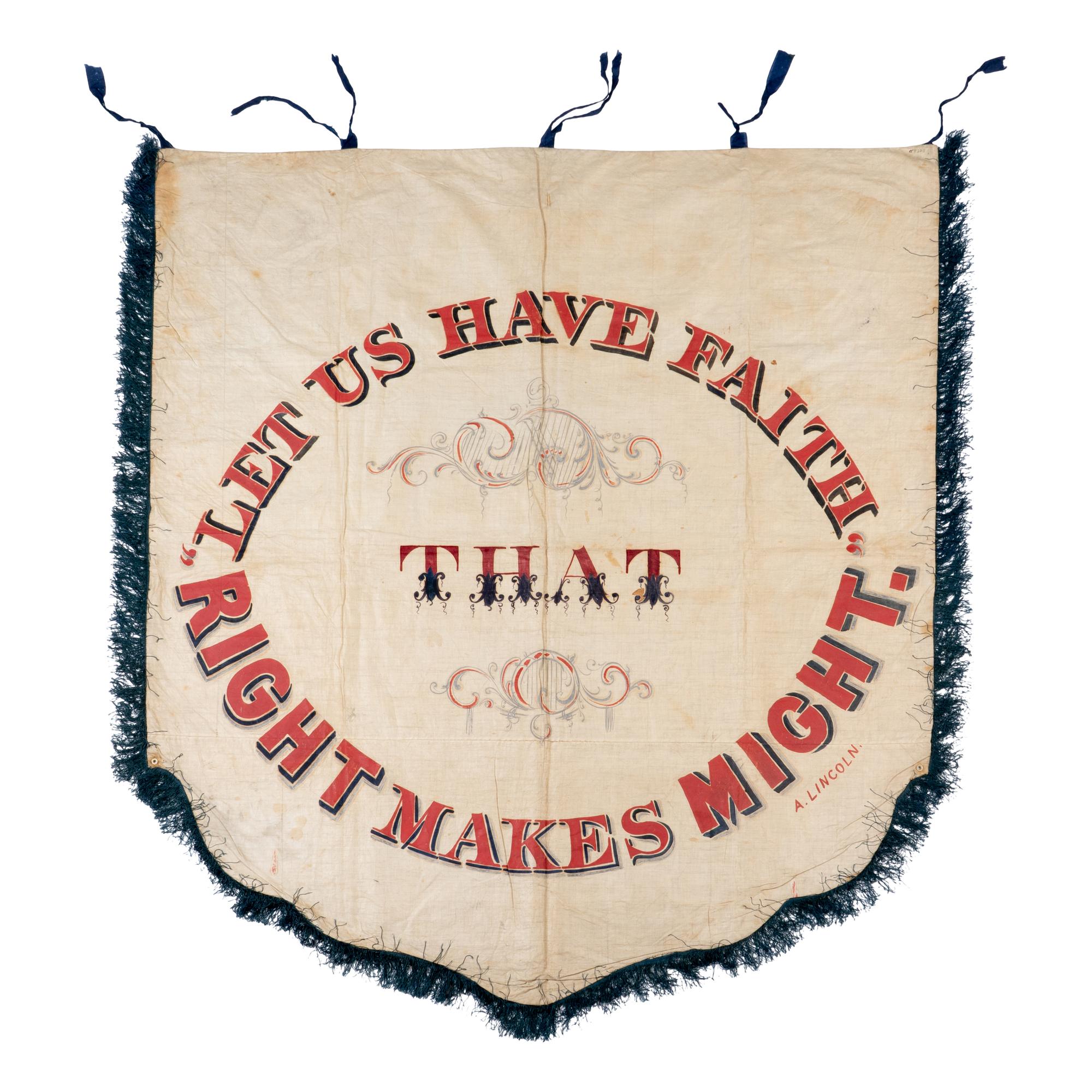 [LINCOLN-HAMLIN CAMPAIGN]. An important New Hampshire Wide Awakes banner, ca March 1860.
