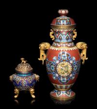 Two Chinese Cloisonné Enamel Covered Vessels