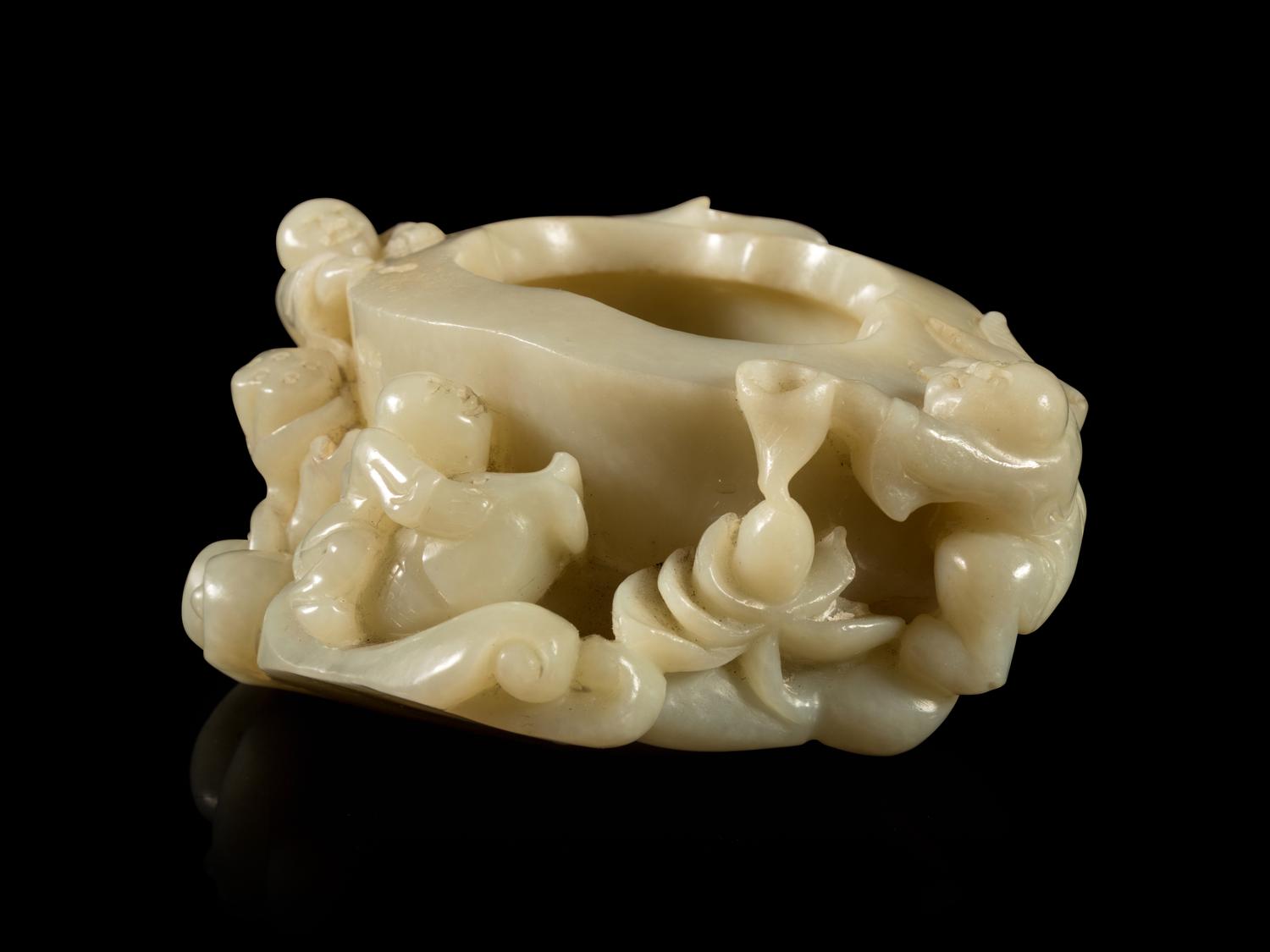A Pale Celadon Jade Brush Washer