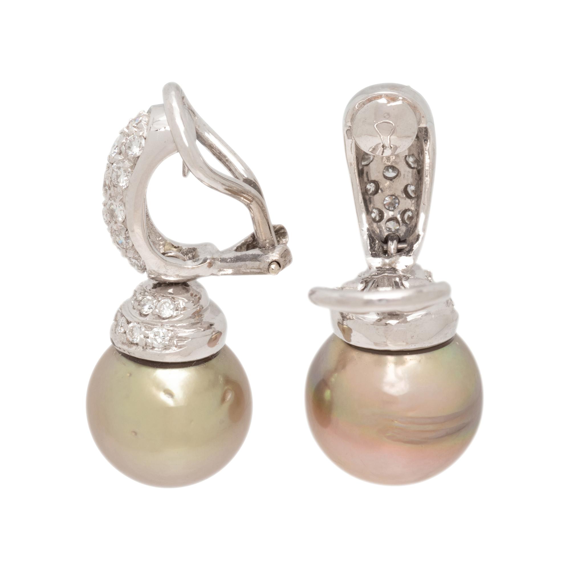 DIAMOND AND CULTURED PEARL EARCLIPS