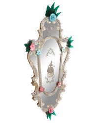 A Pair of Venetian Cartouche Form Etched Glass Girandole Mirrors