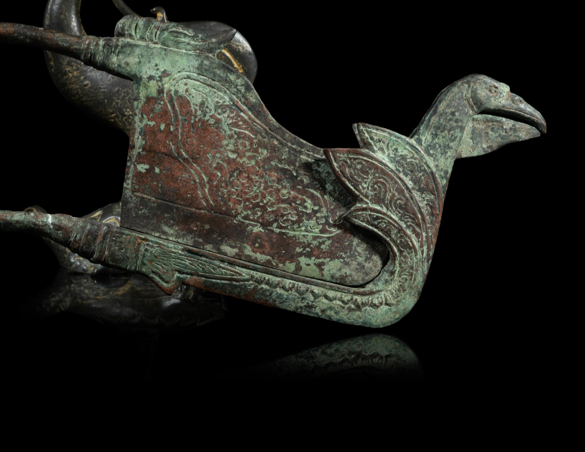 Four Chinese Bronze 'Crane' Articles
