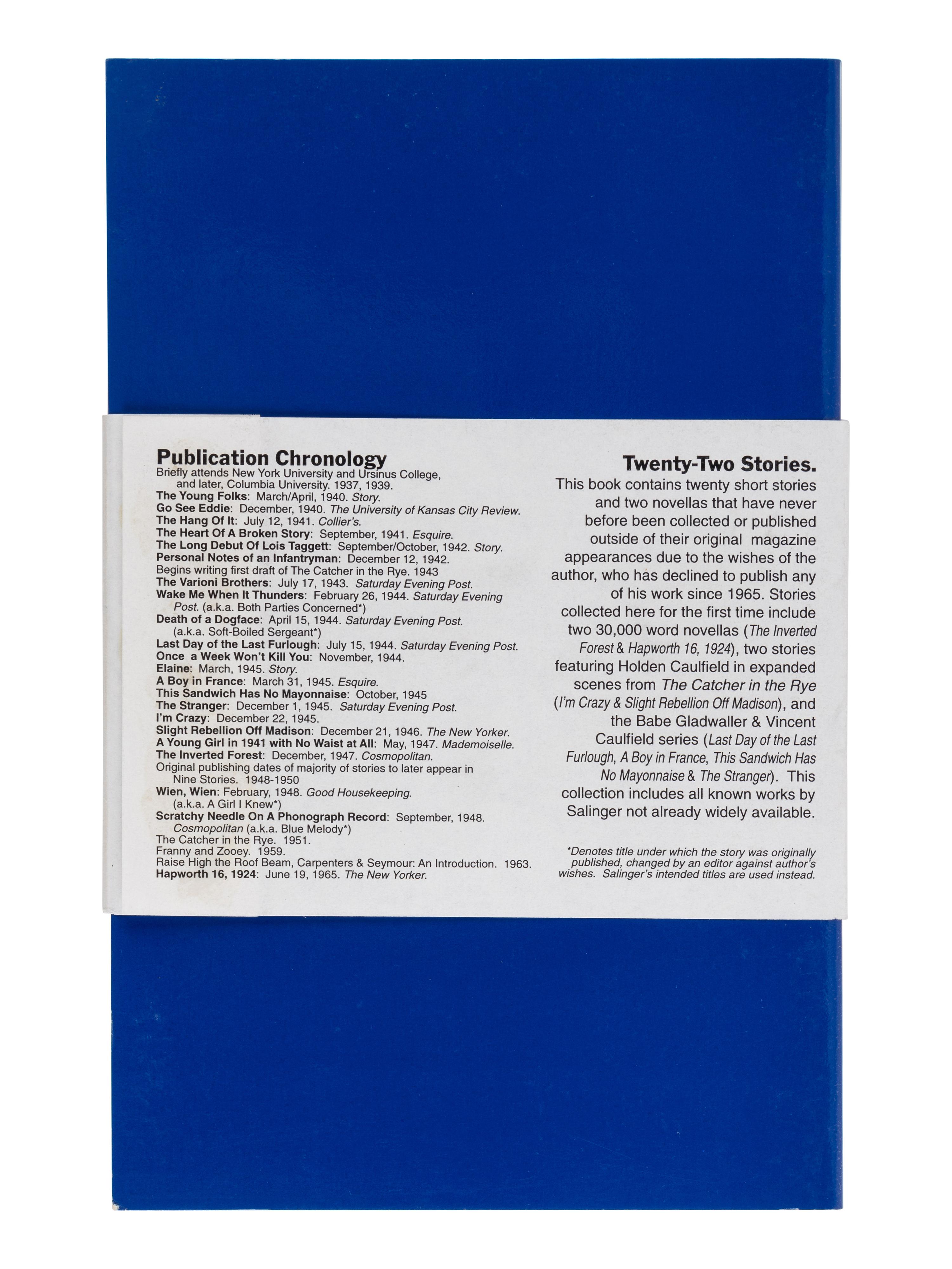 SALINGER, J.D. (1919-2010). Twenty-Two Stories . N.p.: [Train Bridge Recluse], n.d. [but 1998].
