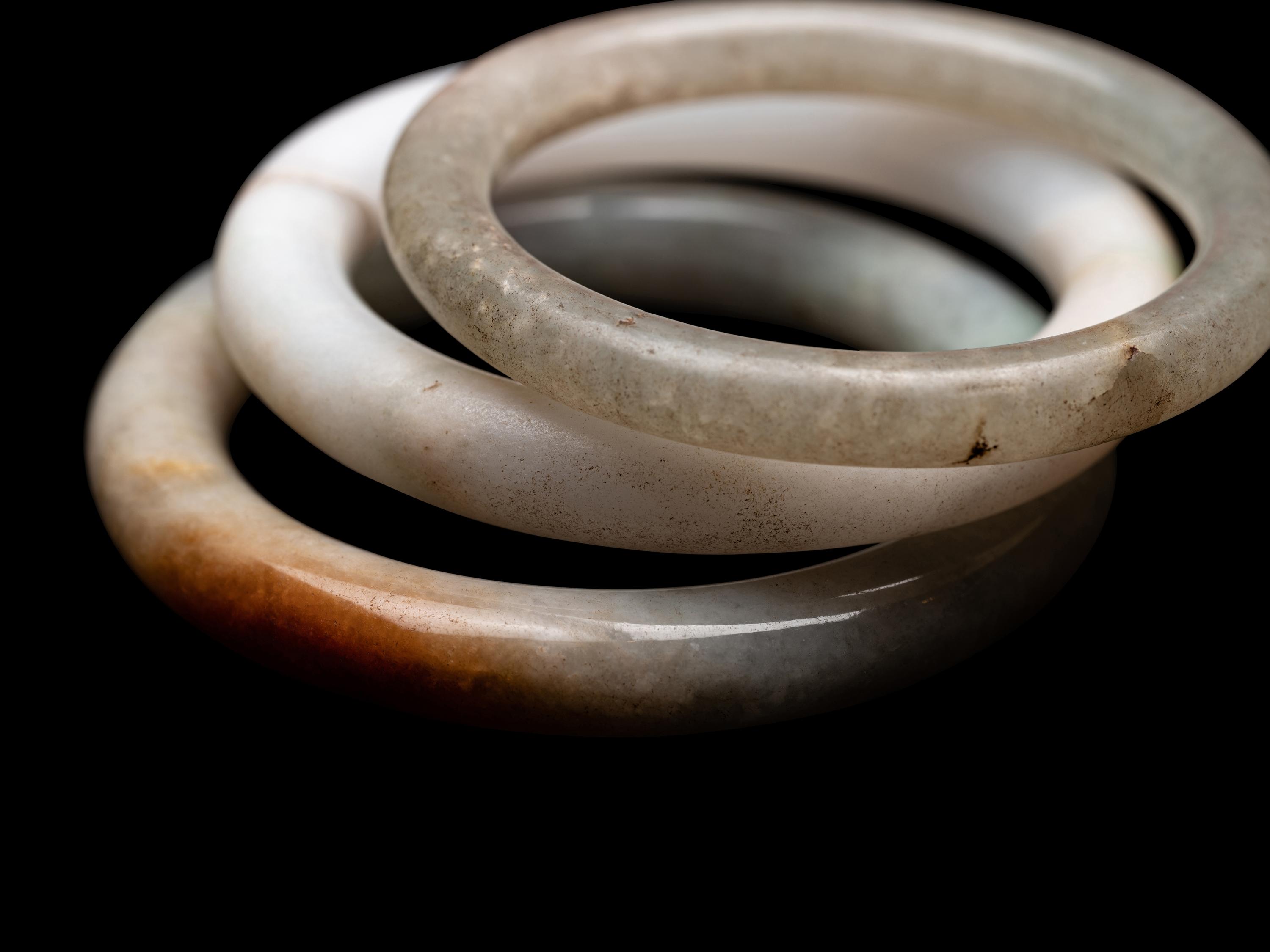 Three Chinese Hardstone Bangles