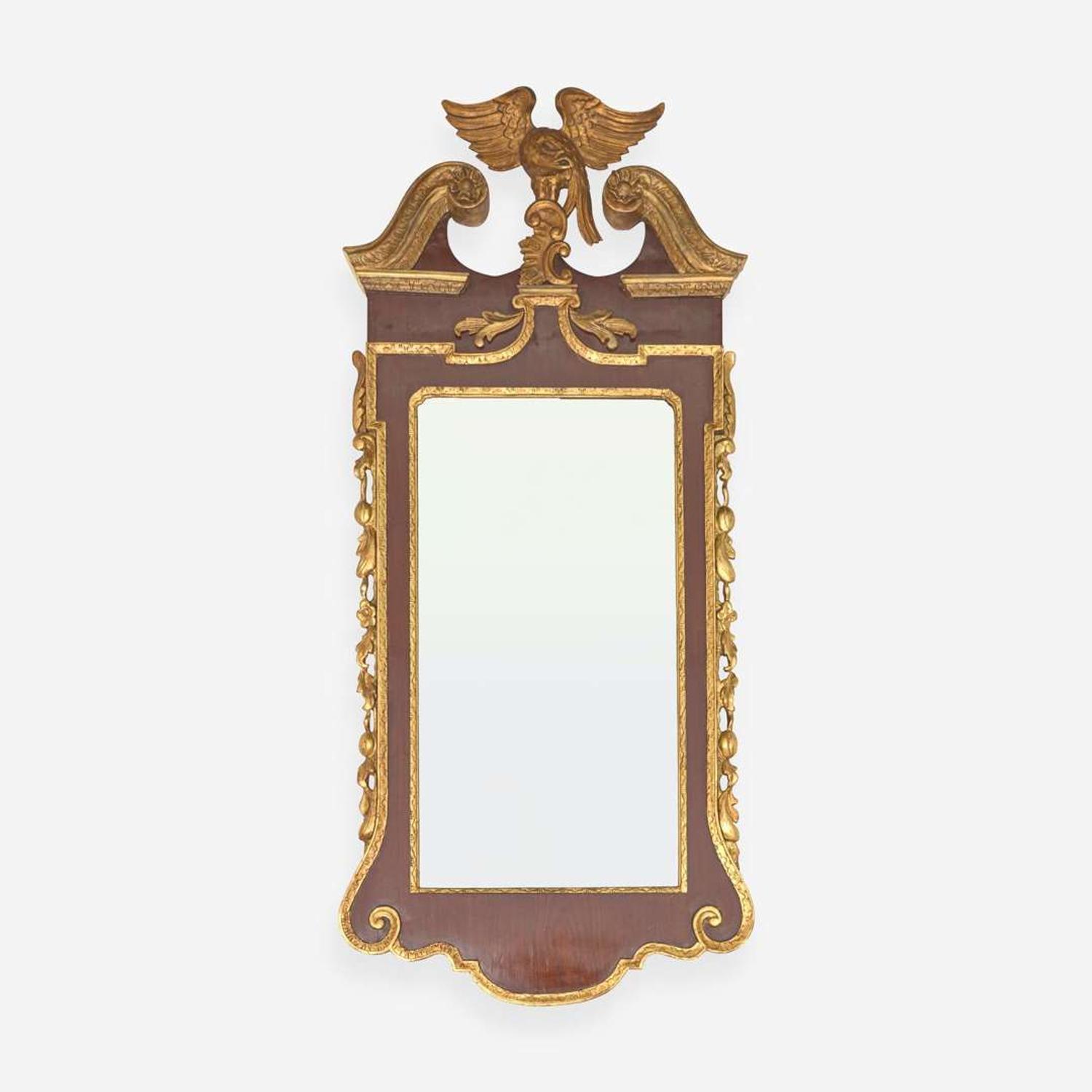 A Chippendale mahogany and parcel-gilt looking glass 18th / 19th century