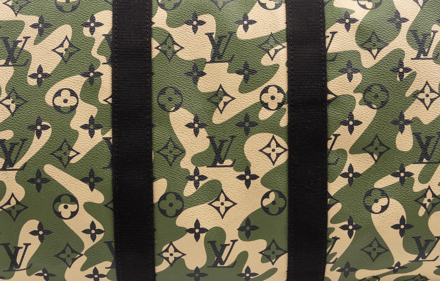 Louis Vuitton Limited Edition Keepall Bandoulière 55 in Monogramouflage Coated Canvas, Takashi Murakami, 2008