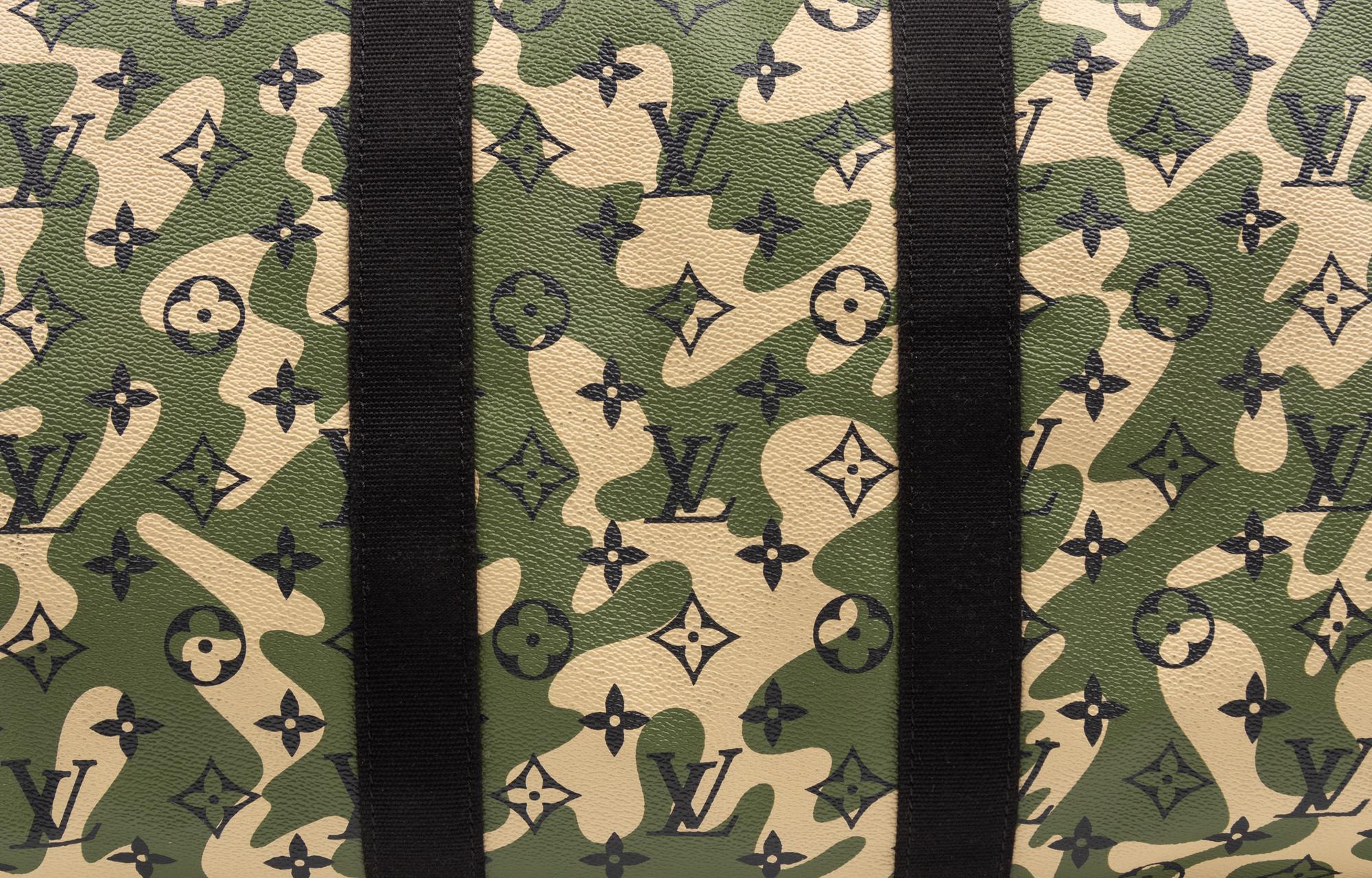 Louis Vuitton Limited Edition Keepall Bandoulière 55 in Monogramouflage Coated Canvas, Takashi Murakami, 2008