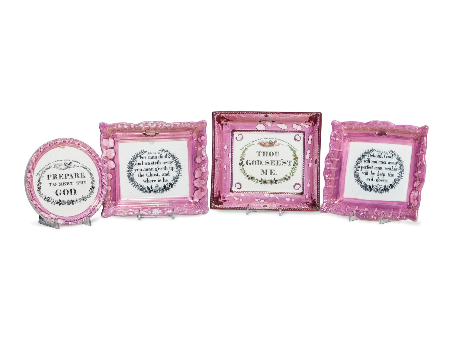 Four Sunderland Luster Religious Plaques
