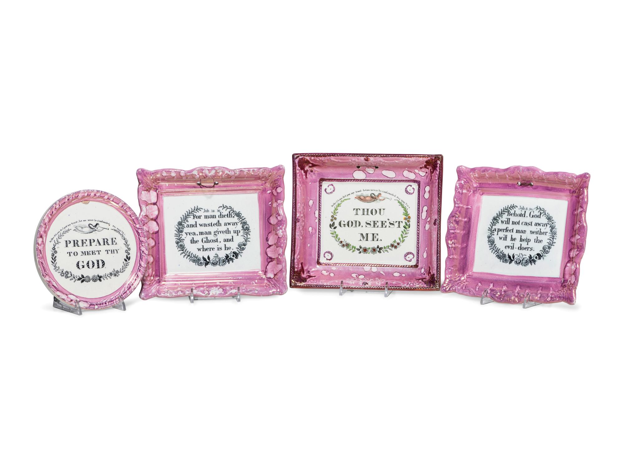 Four Sunderland Luster Religious Plaques