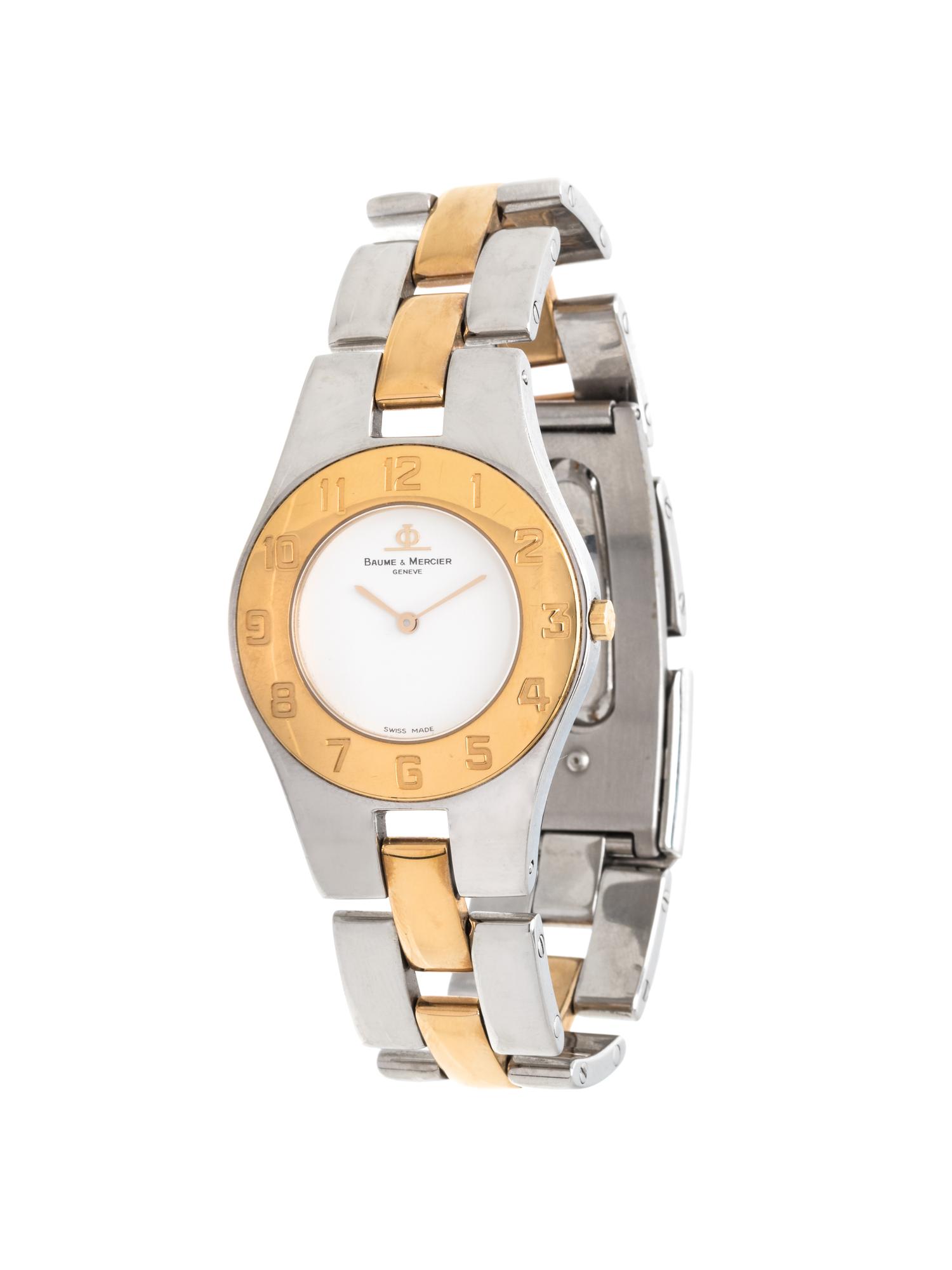 BAUME & MERCIER, STAINLESS STEEL AND GOLD-PLATED REF. 5161 'LINEA' WRISTWATCH