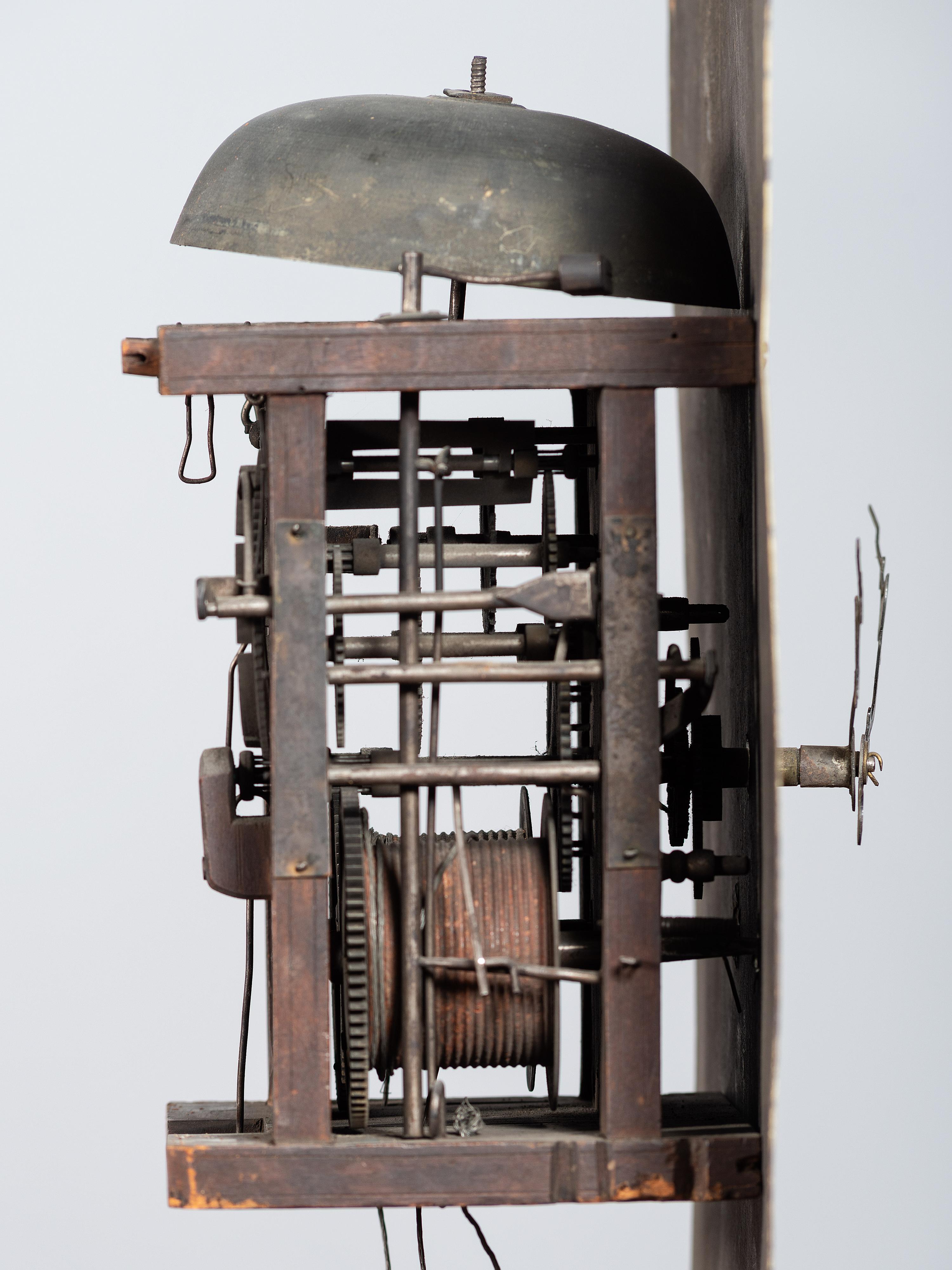 A Chippendale Cherrywood and Tiger Maple Tall Case Clock