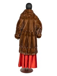 Adolfo Demi Buff Mink Stroller Coat with Cape Collar, 1990s