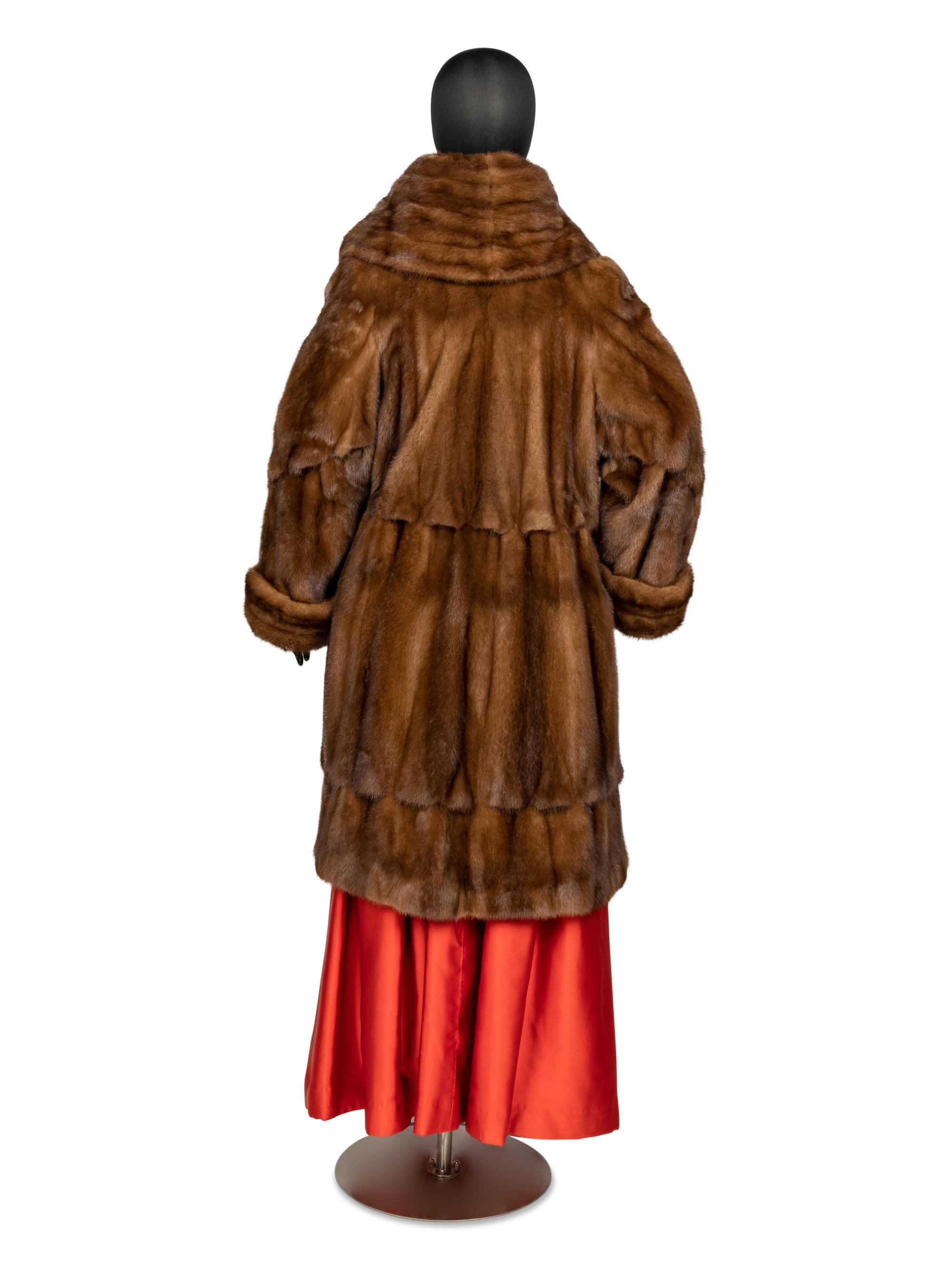 Adolfo Demi Buff Mink Stroller Coat with Cape Collar, 1990s