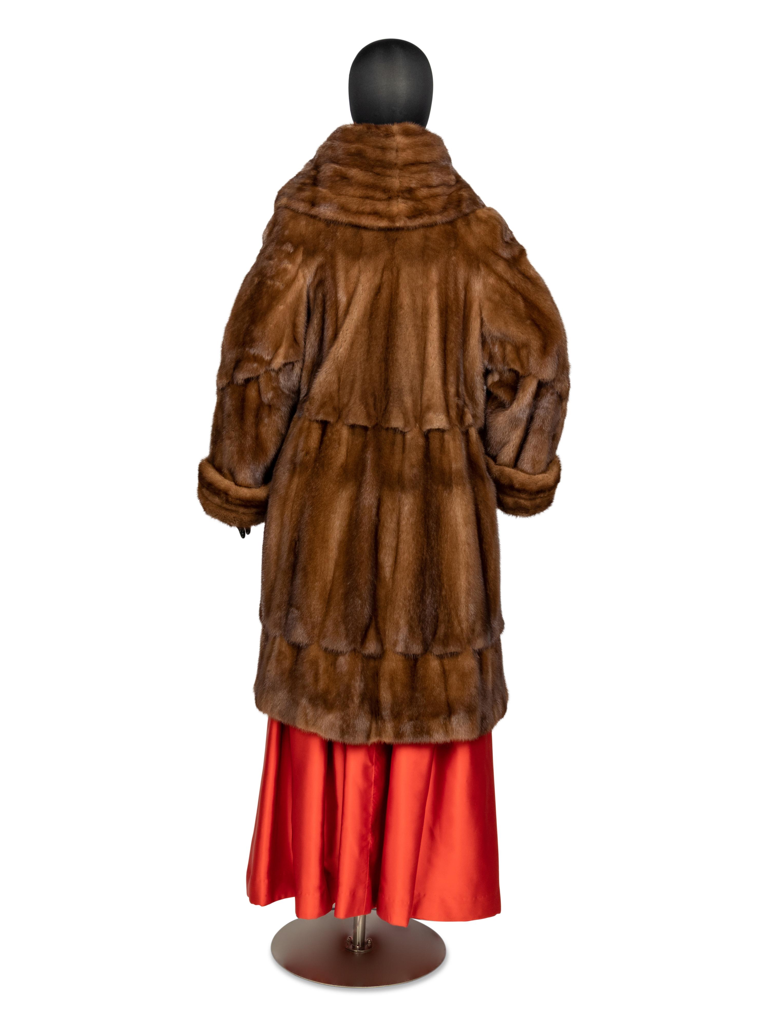 Adolfo Demi Buff Mink Stroller Coat with Cape Collar, 1990s